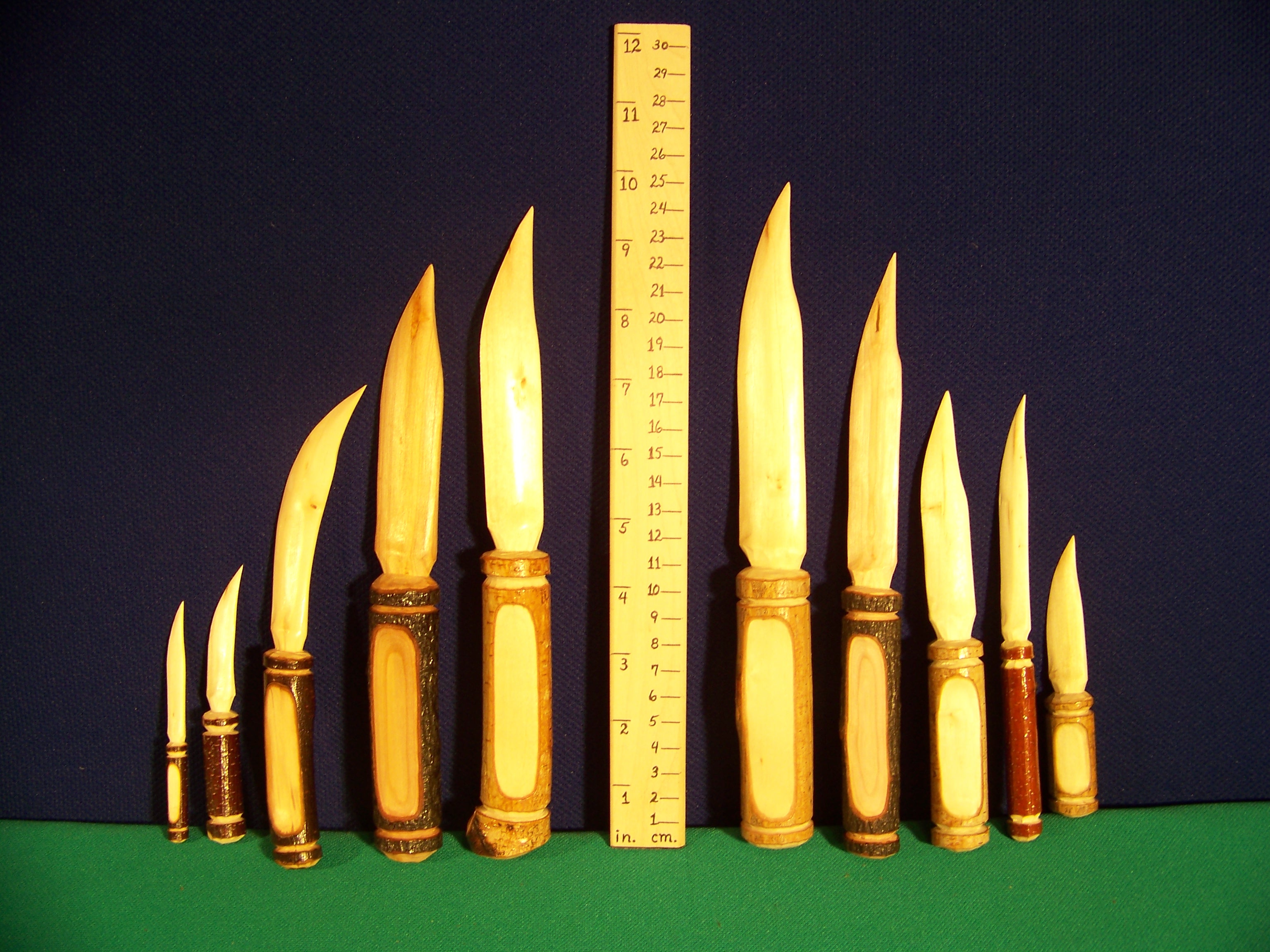 Letter openers/knives -- carved from straight or slightly curved branches